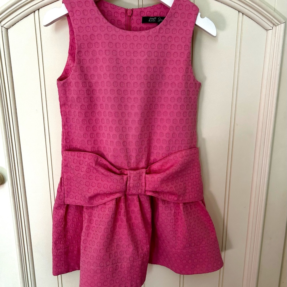 Lili Gaufrette Bright Pink Textured Bow Party Dress